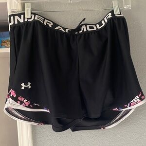 Under Armour Black Athletic Shorts with Pink Floral Accents
